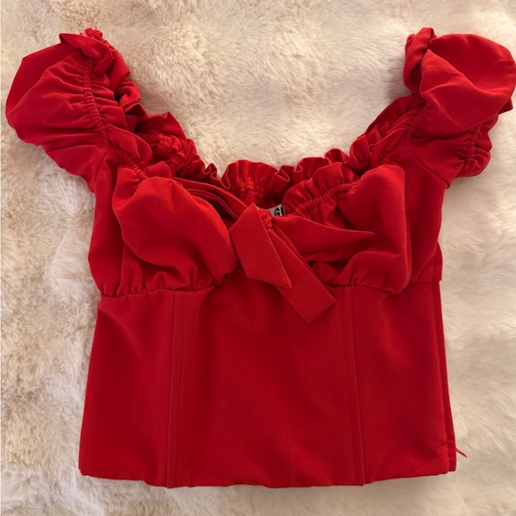 I.AM.GIA Red Ruffled Top - Picture 2 of 7